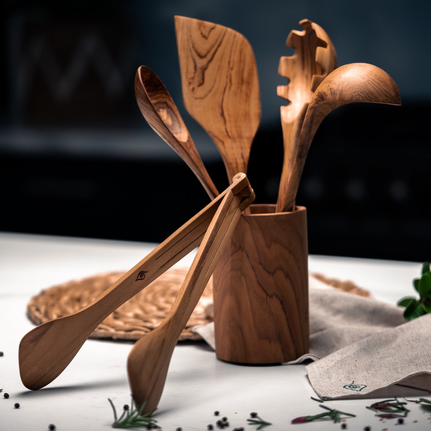 Kitchen Utensil Set is the perfect kitchen sidekick, bringing together five beautifully crafted, high quality, sustainable teak tools for every culinary adventure.
Spatula: 31.5cm x 8.5cm
Wooden Spoon: 30cm x 6cm x 2cm
Spaghetti Server: 31cm x 7cm x 4cm
Tongs: 22cm x 7cm x 3cm
Ladle: 31cm x 4cm x 10cm
Utensil Holder: 14cm x 9cm