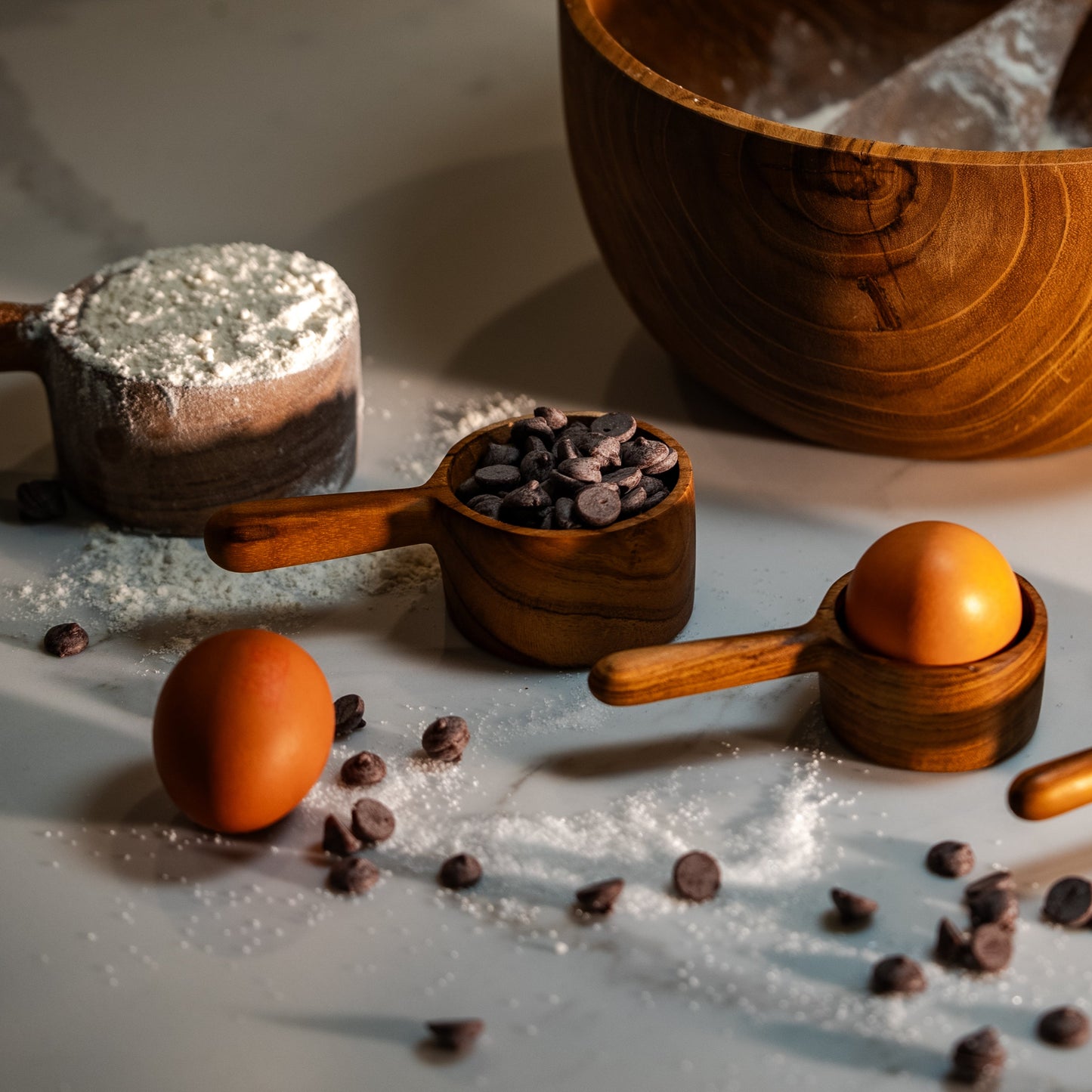 Take the guesswork out of cooking and baking with these Sustainable Teak measuring cups.
1 Cup (250ml)
1/2 Cup (125ml)
1/3 Cup (80ml)
1/4 Cup (62.5ml)
