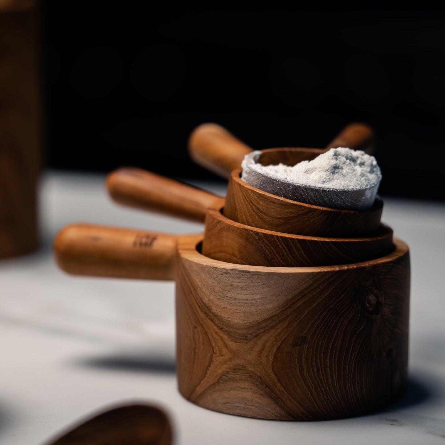 Take the guesswork out of cooking and baking with these Sustainable Teak measuring cups.
1 Cup (250ml)
1/2 Cup (125ml)
1/3 Cup (80ml)
1/4 Cup (62.5ml)
