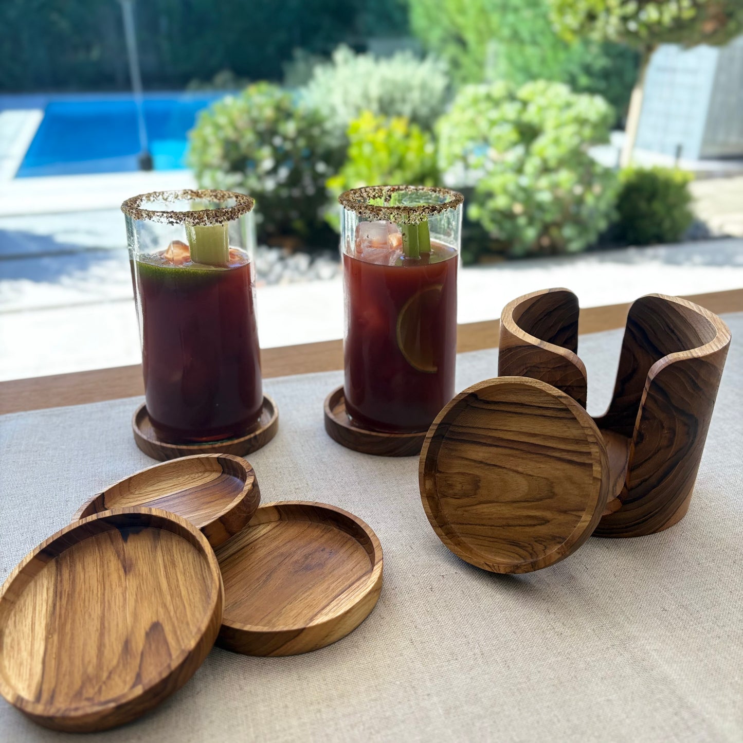 Image of two up-cycled 500ml up-cycled glass tumblers in clear colour, durable and dishwasher safe.