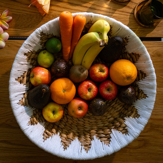 Handwoven from sustainably harvested water hyacinth, this basket keeps your produce fresh and organised.
45cm x 10cm