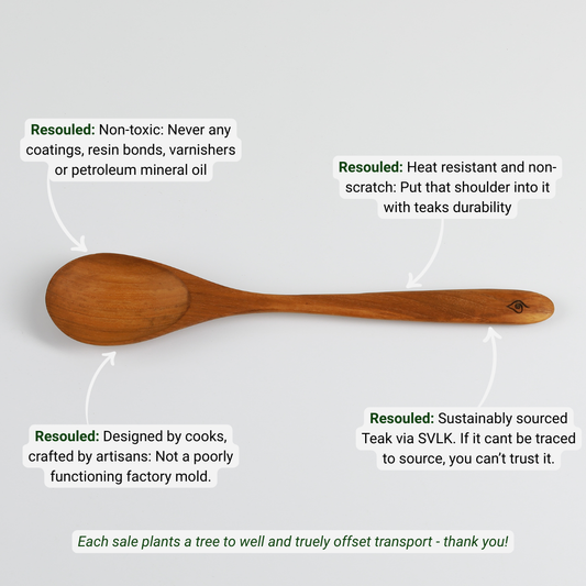 Kitchen Utensil Set is the perfect kitchen sidekick, bringing together five beautifully crafted, high quality, sustainable teak tools for every culinary adventure. 
Spatula: 31.5cm x 8.5cm
Wooden Spoon: 30cm x 6cm x 2cm
Spaghetti Server: 31cm x 7cm x 4cm
Tongs: 22cm x 7cm x 3cm
Ladle: 31cm x 4cm x 10cm
Utensil Holder: 14cm x 9cm
FREE 50ml bottle of Hemp Oil